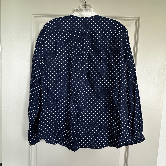 Drapey cupro-blend ruffle-trim shirt in dot - Picture 7 of 9